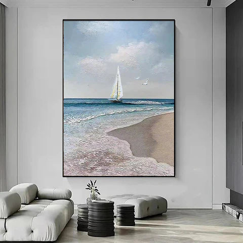 Brighton Beach With A Sailing Boat The Fauna Place