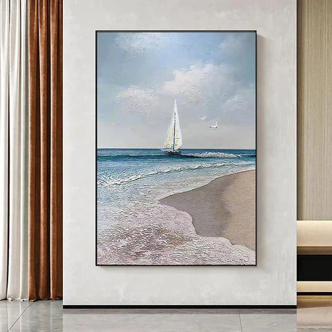 Brighton Beach With A Sailing Boat The Fauna Place