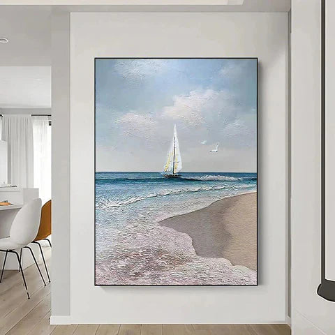 Brighton Beach With A Sailing Boat The Fauna Place
