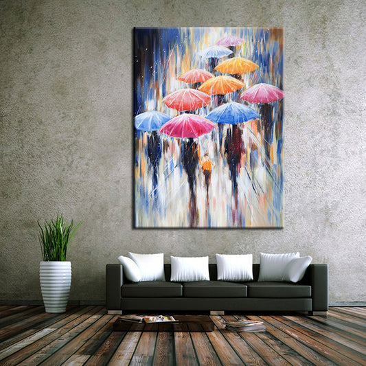 Large Umbrella Rain Hand Painted Oil Painting Lover Rain Landscape Hand Painted Acrylic Paint On Canvas Unique Gift For Home Decor The Fauna Place