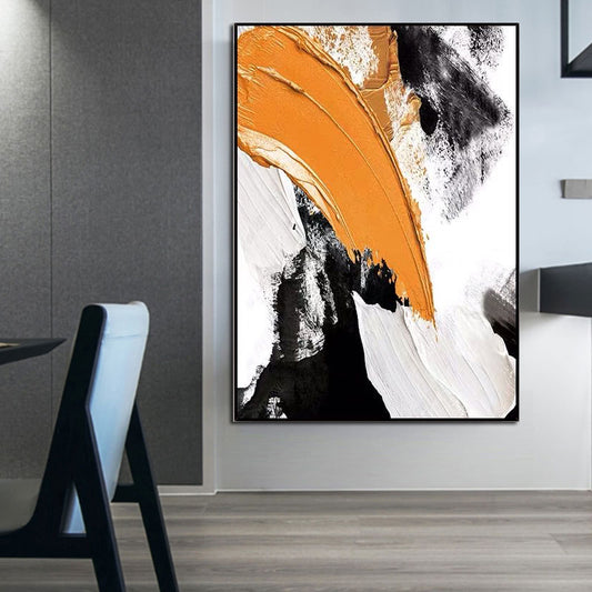 Newest Modern Abstract Orange Black Canvas Painting Modern 100% Hand-painted Wall Art Pictures For Living Room Home Decor The Fauna Place