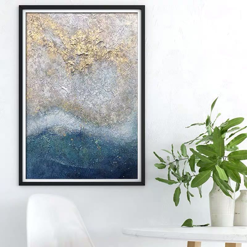 Hand Painted Abstract Oil Painting Wall Art Modern Blue Picture Minimalist On Canvas Home Decoration For Living Room No Frame The Fauna Place