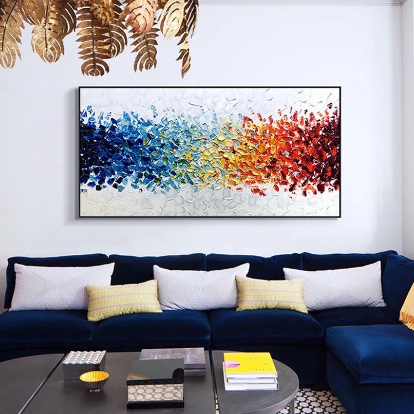 Handmade Abstract Oil Painting Top Selling Wall Art Modern Minimalist Colorful Picture Canvas Home Decor For Living Room  No Frame The Fauna Place