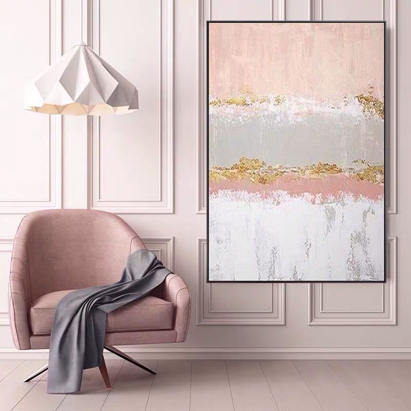 Handmade Abstract Oil Painting Top Selling Wall Art Modern Minimalist Pink Picture Canvas Home Decor For Living Room No Frame The Fauna Place