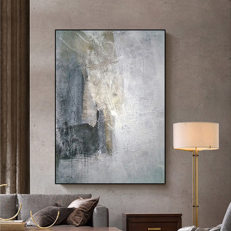 Hand-Painted Abstract Oil Painting Decorative Painting Simple Nordic Model Room Retro Gray Painting The Fauna Place
