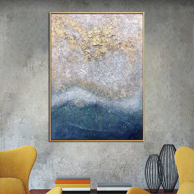 Hand Painted Abstract Oil Painting Wall Art Modern Blue Picture Minimalist On Canvas Home Decoration For Living Room No Frame The Fauna Place