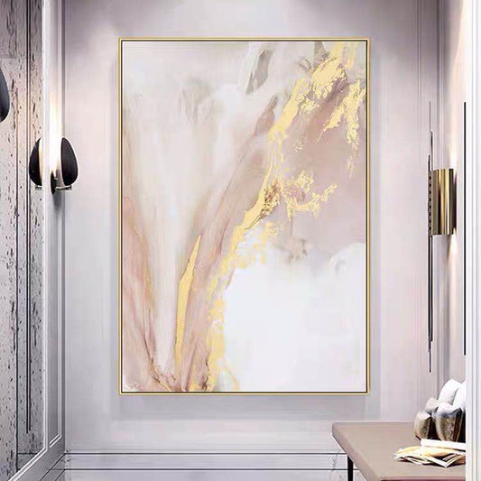 Top Selling Handmade Abstract Oil Painting Wall Art Modern Minimalist Pink Gold Foil Picture Canvas Home Decor For Living Room Bedroom No Frame The Fauna Place